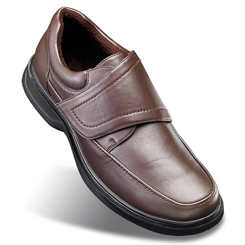 GALERIA DEL COLECCIONISTA Zapatos Elegance Confort Ancho Especial Hombre con Velcro Ajustable. Interior de Piel Transpirable, Suela Antideslizante. Plantilla Memory Foam: cómodos y cálidos.