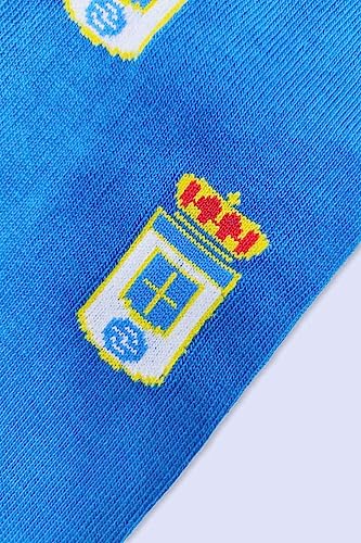 GAMBEA Calcetines Escudo Oviedo, 36-40. Calcetines Real Oviedo. Producto Oficial Tallas 41-46 y 36-40. Media caña