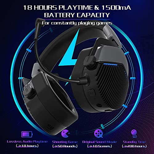 GameXtrem Auriculares inalámbricos para Videojuegos PS4 PS5 PC, Auriculares inalámbricos con micrófono, cancelación de Ruido, Auriculares Envolvente 3D para Ordenador portátil