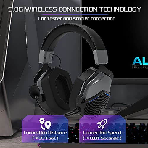 GameXtrem Auriculares inalámbricos para Videojuegos PS4 PS5 PC, Auriculares inalámbricos con micrófono, cancelación de Ruido, Auriculares Envolvente 3D para Ordenador portátil