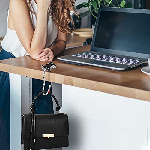 Gancho Plegable de Bolso para Mesa en Forma Gato Lindo 2Pcs Colgador Portatil Gancho para Monedero de Color Brillante Negro y Rosa Colgador Bolsos de Mesa Soportar 5kg para Restaurante Oficina Café