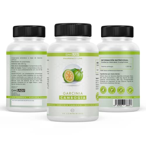 Garcinia Cambogia 1.000mg 60% HCA | Quemagrasas natural | Termogénico | Supresor del apetito | Fórmula adelgazante natural | Pastillas quemagrasas efectivas y potentes | 60 cápsulas.