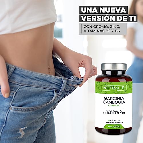 Garcinia Cambogia Extra Fuerte 2000mg 60% HCA - Rápido Efectivo Potente - Cromo Zinc B2 B6 - Pastillas para Mujer y Hombre - 90 Cápsulas Nutralie