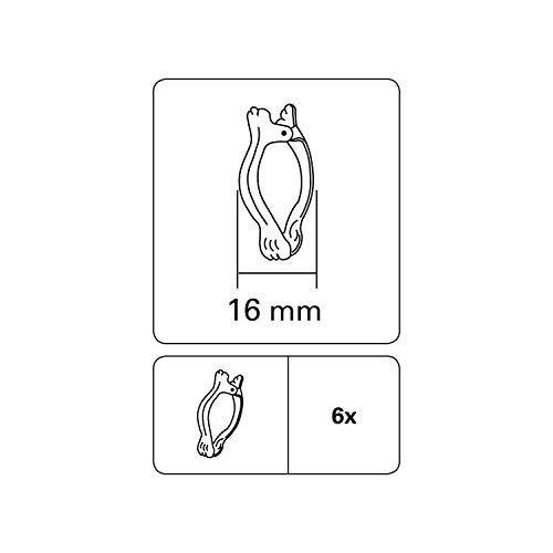 GARDINIA Juego de 6 Pinzas para Barras, de Metal Blanco de 16 mm de diámetro, para Barras, cafeterías y vitras