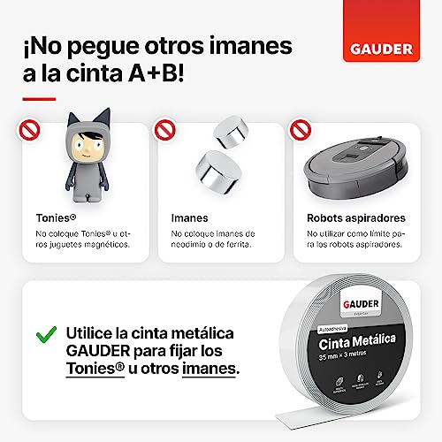 GAUDER Cinta Magnética Autoadhesiva A + B I Cinta Magnética para Mosquiteras y cortinas | Cinta Magnética Adhesiva (1 m + 1 m)