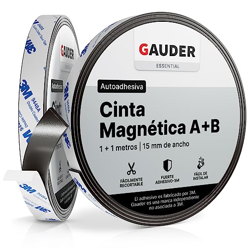 GAUDER Cinta Magnética Autoadhesiva A + B I Cinta Magnética para Mosquiteras y cortinas | Cinta Magnética Adhesiva (1 m + 1 m)