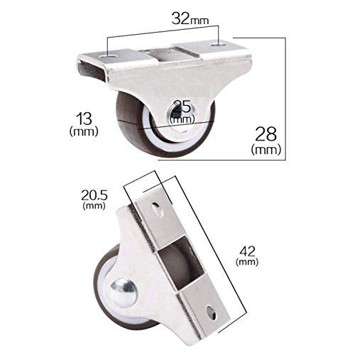 GBL Ruedas para Muebles Pesados + Tornillos - 25mm Hasta 40kg - 4 Rueda que No Dejan Marcas de Alta Resistencia - Ruedas Giratorias Pequeñas para Palets Engomadas - Plateadas