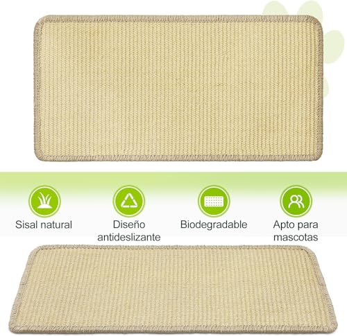 GBLAVM Rascador para Gatos Sisal Natural,60x30cm,Protección Muebles,Cuida Uñas Gato,Diseño Sostenible y Elegante para tu Hogar Felino,para Sofa,Pared,Cama,Esquina,antiarañazos,Protector