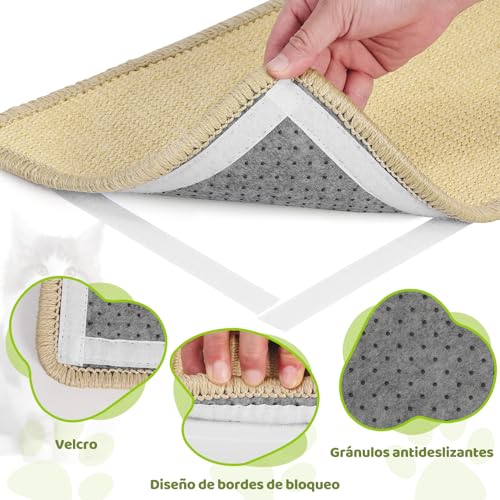 GBLAVM Rascador para Gatos Sisal Natural,60x30cm,Protección Muebles,Cuida Uñas Gato,Diseño Sostenible y Elegante para tu Hogar Felino,para Sofa,Pared,Cama,Esquina,antiarañazos,Protector