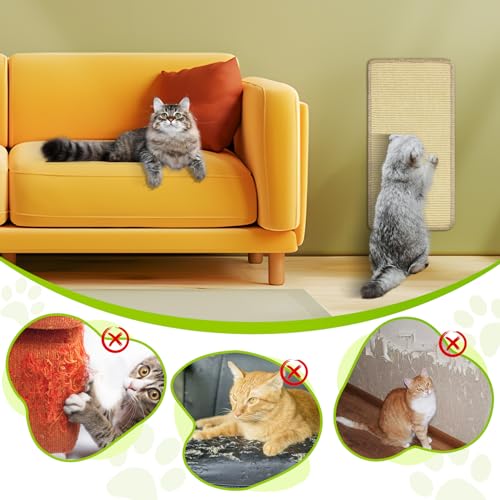 GBLAVM Rascador para Gatos Sisal Natural,60x30cm,Protección Muebles,Cuida Uñas Gato,Diseño Sostenible y Elegante para tu Hogar Felino,para Sofa,Pared,Cama,Esquina,antiarañazos,Protector