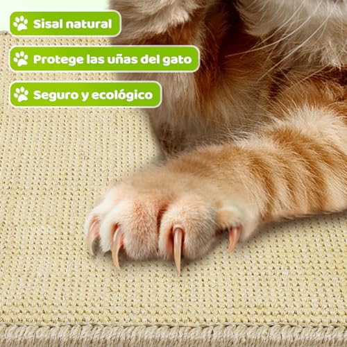 GBLAVM Rascador para Gatos Sisal Natural,60x30cm,Protección Muebles,Cuida Uñas Gato,Diseño Sostenible y Elegante para tu Hogar Felino,para Sofa,Pared,Cama,Esquina,antiarañazos,Protector