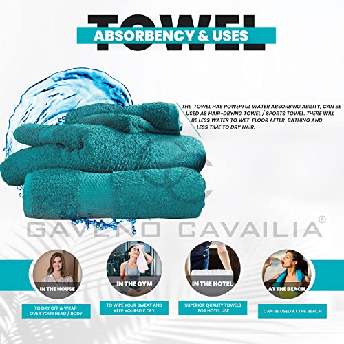 GC GAVENO CAVAILIA Juego de 4 Toallas de Mano para baño, 700 g/m², algodón Egipcio, Toallas de Calidad de Hotel, Lavables a máquina, Turquesa Oscuro, 50 x 85 cm