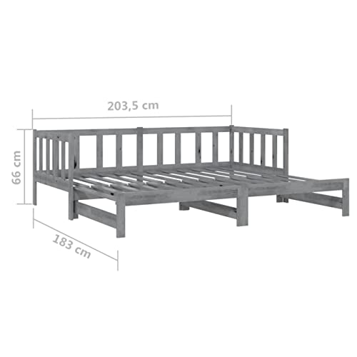 Gecheer Sofá Cama Extraíble Estructura de Sofá Cama Diseño Moderno Mobiliario Hogar Decoración Dormitorio Salón Madera Maciza de Pino Gris 2X(90x200) cm