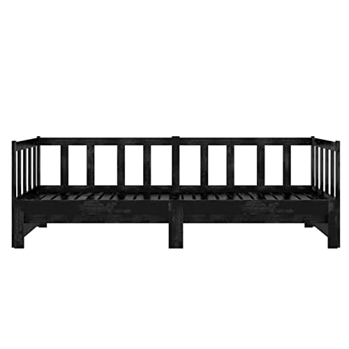 Gecheer Sofá Cama Extraíble Estructura de Sofá Cama Diseño Moderno Mobiliario Hogar Decoración Dormitorio Salón Madera Maciza de Pino Negro 2X(90x200) cm