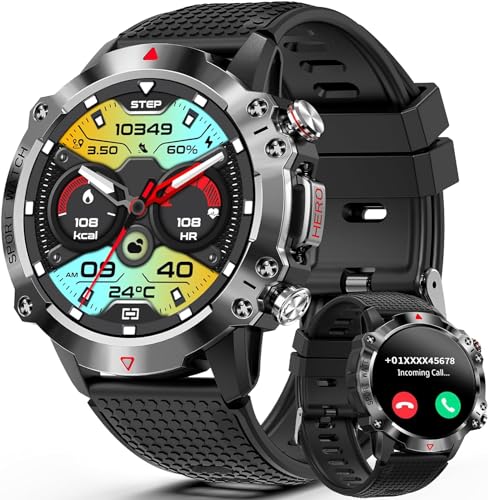 GedFong Reloj Inteligente Hombre, 450mAh Smartwatch con Llamadas, IP67 Impermeable 1.39" Reloj Deportivo con 100 Modos Deportivos, Podómetro, Monitoreo de Ritmo Cardíaco, para Android e iOS