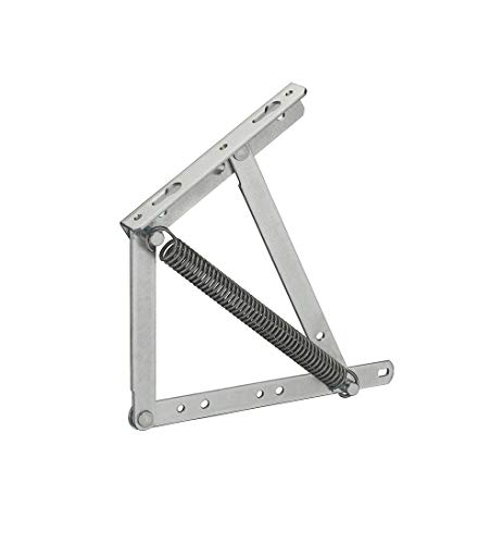 Gedotec H8900 - Herraje para cama con resorte y soporte de solapas de 60° - H8900 | Herraje de solapa con 2 muelles de tracción | Acero galvanizado | 1 juego – Bisagras para tumbonas abatibles y camas