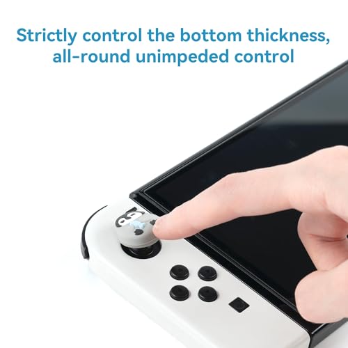 GeekShare Cute Silicone Joycon Thumb Grip Caps Kawaii Polar Animal Theme Thumbstick Caps Joystick Cover Compatible con Nintendo Switch/OLED/Switch Lite - 2 pares/4 piezas - Pingüino y sello