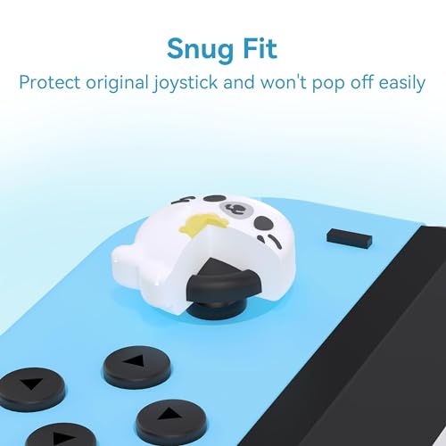 GeekShare Cute Silicone Joycon Thumb Grip Caps Kawaii Polar Animal Theme Thumbstick Caps Joystick Cover Compatible con Nintendo Switch/OLED/Switch Lite - 2 pares/4 piezas - Pingüino y sello