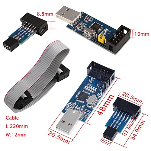 Geekstory ATMEL 51 AVR USB ISP ASP microcontrolador programador descargador con cable + placa adaptador de 10 pines a 6 pines para Ender 3 o Ender 3 Pro