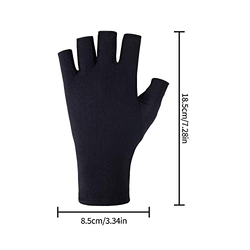 GEERDAN 1 Pare Guantes de Protección UV, Guantes anti UV, Guantes Manicura, Guantes Sin Dedos Anti UV, UV Shield Glove, Guantes de Gel para Uñas(Negro)