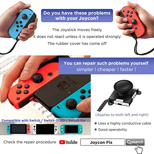 GeeRic Reparación de Repuesto para Switch Joy con, 34en1 Recambios de Joystick Compatible con Switch Joycon con Kit de Destornilladores