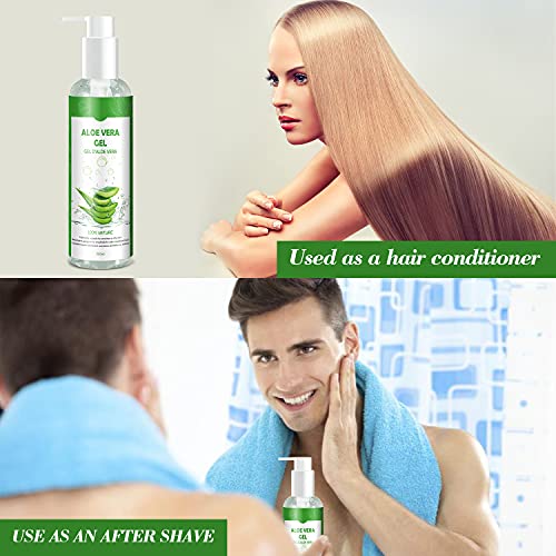 Gel de Aloe Vera 100% Puro,250 ML, Crema Natural Hidratante para Cara,Cabello y Cuerpo,Ideal para el Acné,Pieles Secas y Quemadas Solares,Calmante,Nutritiva y Antisensible| con Bomba