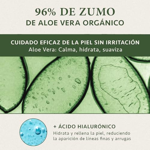 Gel de Aloe Vera Puro 100% VEGANO 200ml - Con Acido Hialuronico - Hidrata, Suaviza y Protege - Piel + Contorno de Ojos + Crema Corporal + Tratamiento Cabello - Satin Naturel