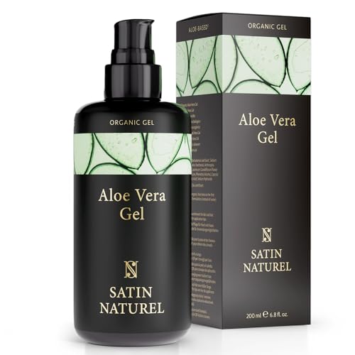 Gel de Aloe Vera Puro 100% VEGANO 200ml - Con Acido Hialuronico - Hidrata, Suaviza y Protege - Piel + Contorno de Ojos + Crema Corporal + Tratamiento Cabello - Satin Naturel