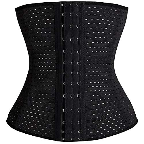 GELing Mujer Fitness Faja Corset Cintura Reductora, Largo Torso Waist Trainer para Pérdida de Peso, Adelgazantes Corsé Reductor, Fajas Moldeadoras, Faja Reductora Abdomen Negro XS