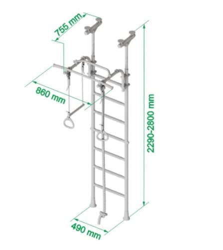 Generic Wallbarz Family 4D - Espaldera de escalada para niños con montaje en techo en negro