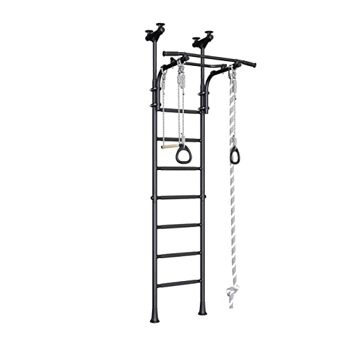 Generic Wallbarz Family 4D - Espaldera de escalada para niños con montaje en techo en negro