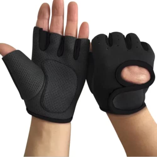 Genérico Guantes de Gimnasio para Hombre/Mujer | Cómodos y Transpirables, Ideales para Pesas, Entrenamiento en Gym, Crossfit (Negro)