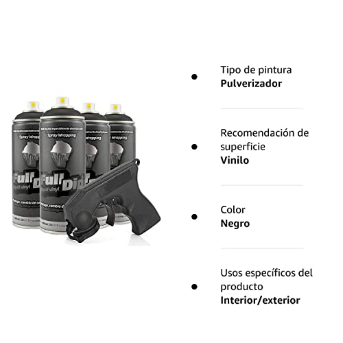 Genérico Pack Llantas Vinilo LIQUIDO Full Dip 4 Sprays Negro Mate