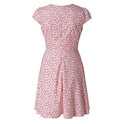 Genérico para mujer, vestido corto con volantes de talle alto, vestido bohemio de manga larga con cuello en V, vestido elegante estampado floral para primavera, verano, vestido de mujer verano chic