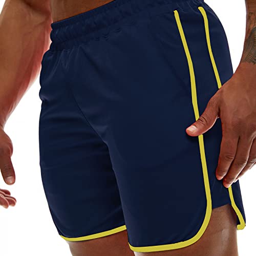 Genfien Pantalones Cortos de Deporte para Hombre Secado Rápido Transpirables de Malla Pantalones Cortos para Correr con Bolsillos de Verano