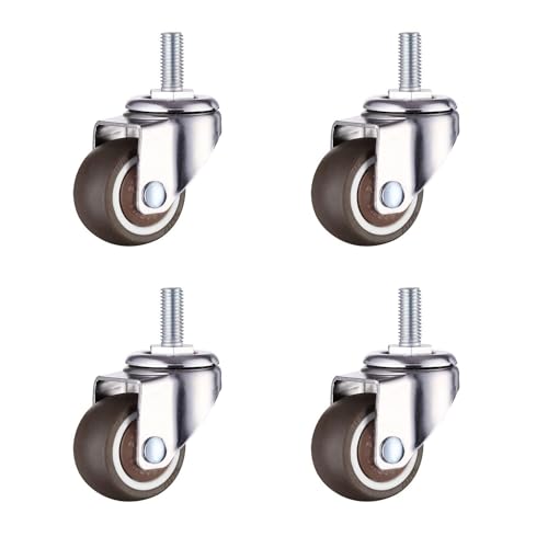 GEOCANG 4 piezas 25mm ruedas para muebles M6x15mm rosca de goma suave TPE hilo Mini ruedas de muebles Adecuado para muebles, soporte de la flor(25 mm - sin freno)