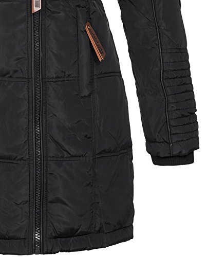 Geographical Norway BEAUTIFUL LADY - Parka cálida - Abrigo grueso con capucha de piel falsa - Chaqueta de invierno - Chaqueta larga con forro cálido - Regalo para mujer Moda casual (Negro L)