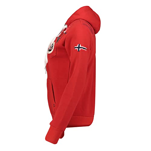 Geographical Norway Fespote Lady - Sudaderas Mujer con Capucha Y Bolsillos - Sudadera Manga Larga Chaqueta Caliente - Cremallera Jersey Mujeres Primavera Verano Otoño Invierno (Rojo L)