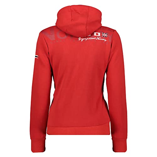 Geographical Norway Fespote Lady - Sudaderas Mujer con Capucha Y Bolsillos - Sudadera Manga Larga Chaqueta Caliente - Cremallera Jersey Mujeres Primavera Verano Otoño Invierno (Rojo L)