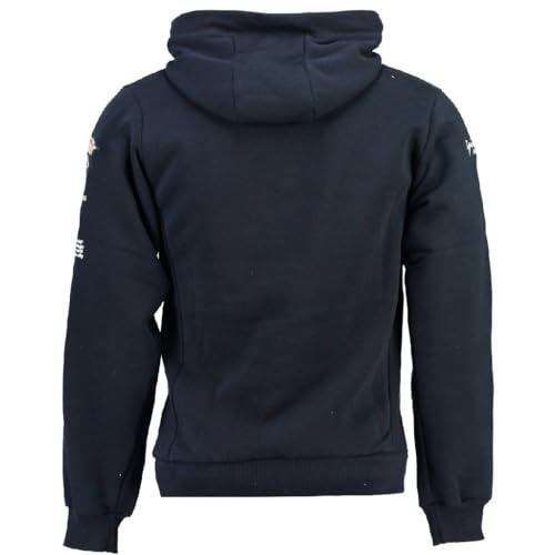 Geographical Norway GYMCLASS Men - Sudadera con Capucha y de Bolsillo Canguro para Hombre - Sudadera con Logo de la Marca y Manga Larga (Azul Marino, XL)