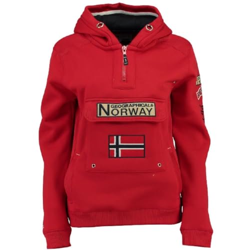 Geographical Norway GYMCLASS Men - Sudadera con Capucha y de Bolsillo Canguro para Hombre - Sudadera con Logo de la Marca y Manga Larga (Rojo, L)