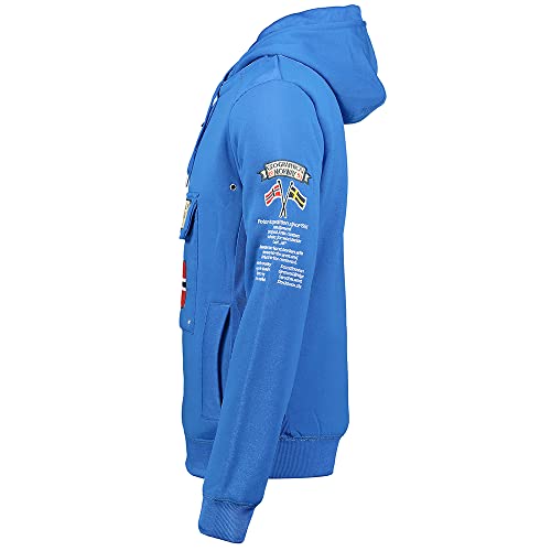 Geographical Norway GYMCLASS MEN - Sudadera De Bolsillo Canguro Para Hombre - Sudadera Con Logo Para Hombre - Sudadera Con Capucha De Manga Larga - Sudadera Sport Regulier (AZUL REAL L)