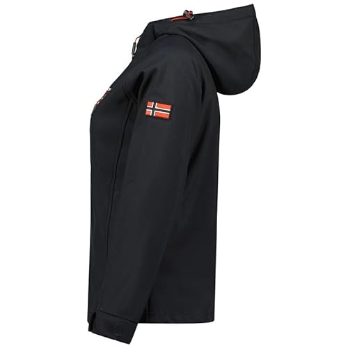 Geographical Norway Tacer Lady - Chaqueta Softshell Mujer Impermeable Con Capucha - Abrigo Mujeres Outdoor Cortavientos Resistente - Senderismo Esquí Otoño Invierno Primavera (Negro M)