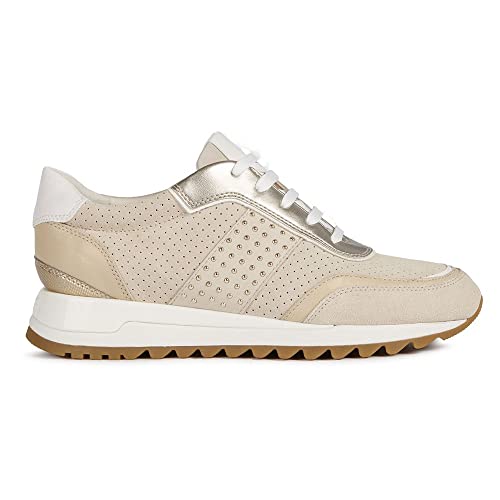 Geox D Tabelya A Sneakers Mujer, Multicolor Cream Lt Gold, 37 EU