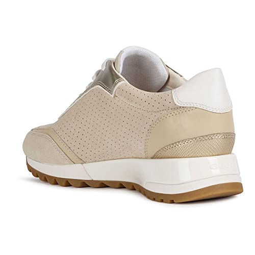 Geox D Tabelya A Sneakers Mujer, Multicolor Cream Lt Gold, 37 EU