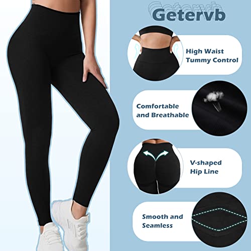 Getervb Leggings Anticeluliticos Mujer Push Up Mayas Deportivas Cintura Alta Elástico Pantalones Opaco Scrunch Butt Leggings para Yoga Running Fitness