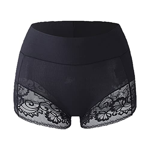 GETOUT Bragas transparentes para mujer, cintura alta, sin costuras, moldeador de cuerpo, bragas de control, levantador de glúteos, faja moldeadora de cintura delgada, bragas preadolescentes, Negro,