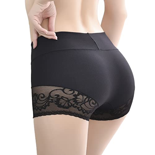 GETOUT Bragas transparentes para mujer, cintura alta, sin costuras, moldeador de cuerpo, bragas de control, levantador de glúteos, faja moldeadora de cintura delgada, bragas preadolescentes, Negro,