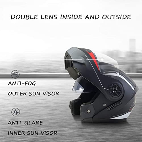 GHHTHEN Casco Modular para Motocicleta, abatible hacia Arriba, con Doble Visera antivaho, Casco Integral para Motocicleta, Material ABS, 2 Modos, Aprobado por Dot/ECE para jóvenes, Hombres y muj