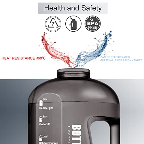 GHONLZIN Botella de Agua Deportiva, 1.5L Water Bottle, Botella Agua sin BPA Reutilizable Botellas de Agua con Marcador de Tiempo para Athletic, Bici, Gimnasio, Oficina